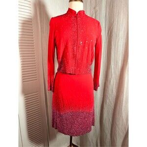 Emma Black Skirt Set Size 6/8 Women’s Vintage Two-Piece Sequined Red Elegant Set